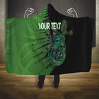 Personalised New Zealand Darts Hooded Blanket Aotearoa Maori Fern Mix Manaia Tattoo