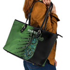 Personalised New Zealand Darts Leather Tote Bag Aotearoa Maori Fern Mix Manaia Tattoo