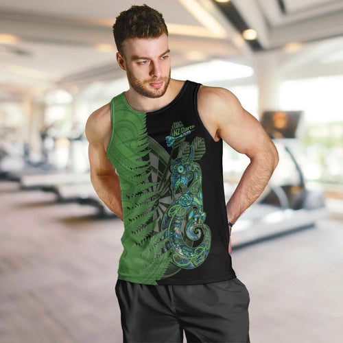 Personalised New Zealand Darts Men Tank Top Aotearoa Maori Fern Mix Manaia Tattoo
