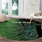 Personalised New Zealand Darts Round Carpet Aotearoa Maori Fern Mix Manaia Tattoo