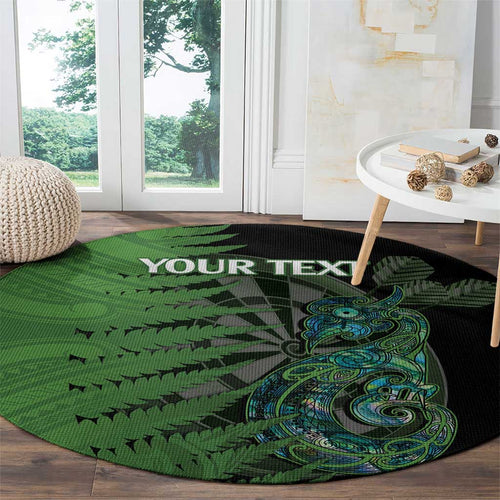 Personalised New Zealand Darts Round Carpet Aotearoa Maori Fern Mix Manaia Tattoo