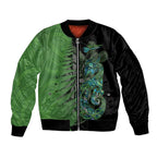 Personalised New Zealand Darts Sleeve Zip Bomber Jacket Aotearoa Maori Fern Mix Manaia Tattoo