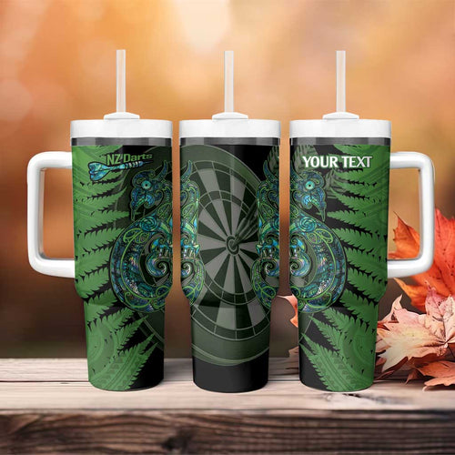 Personalised New Zealand Darts Tumbler With Handle Aotearoa Maori Fern Mix Manaia Tattoo
