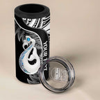 Personalised New Zealand Darts 4 in 1 Can Cooler Tumbler Aotearoa Fern Mix Paua Shell Manaia - Black