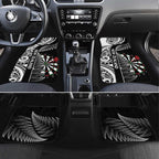Personalised New Zealand Darts Car Mats Aotearoa Fern Mix Paua Shell Manaia - Black