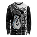Personalised New Zealand Darts Long Sleeve Shirt Aotearoa Fern Mix Paua Shell Manaia - Black