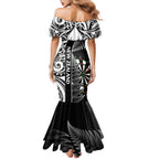 Personalised New Zealand Darts Mermaid Dress Aotearoa Fern Mix Paua Shell Manaia - Black