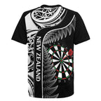 Personalised New Zealand Darts Rugby Jersey Aotearoa Fern Mix Paua Shell Manaia - Black