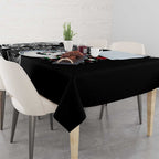 Personalised New Zealand Darts Tablecloth Aotearoa Fern Mix Paua Shell Manaia - Black