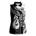 Personalised New Zealand Darts Women Sleeveless Polo Shirt Aotearoa Fern Mix Paua Shell Manaia - Black