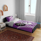 Personalised New Zealand Darts Bedding Set Aotearoa Fern Mix Paua Shell Manaia - Purple