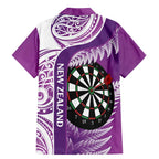 Personalised New Zealand Darts Family Matching Mermaid Dress and Hawaiian Shirt Aotearoa Fern Mix Paua Shell Manaia - Purple