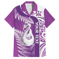 Personalised New Zealand Darts Family Matching Off Shoulder Maxi Dress and Hawaiian Shirt Aotearoa Fern Mix Paua Shell Manaia - Purple