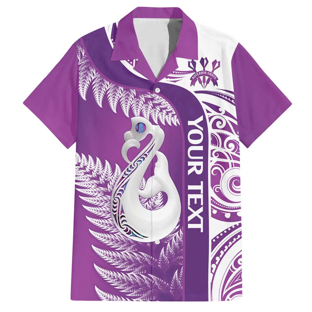 Personalised New Zealand Darts Family Matching Summer Maxi Dress and Hawaiian Shirt Aotearoa Fern Mix Paua Shell Manaia - Purple