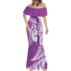 Personalised New Zealand Darts Mermaid Dress Aotearoa Fern Mix Paua Shell Manaia - Purple
