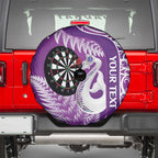 Personalised New Zealand Darts Spare Tire Cover Aotearoa Fern Mix Paua Shell Manaia - Purple