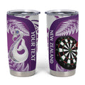 Personalised New Zealand Darts Tumbler Cup Aotearoa Fern Mix Paua Shell Manaia - Purple