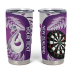 Personalised New Zealand Darts Tumbler Cup Aotearoa Fern Mix Paua Shell Manaia - Purple