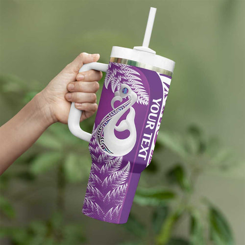Personalised New Zealand Darts Tumbler With Handle Aotearoa Fern Mix Paua Shell Manaia - Purple