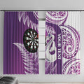 Personalised New Zealand Darts Window Curtain Aotearoa Fern Mix Paua Shell Manaia - Purple
