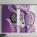 Personalised New Zealand Darts Window Curtain Aotearoa Fern Mix Paua Shell Manaia - Purple