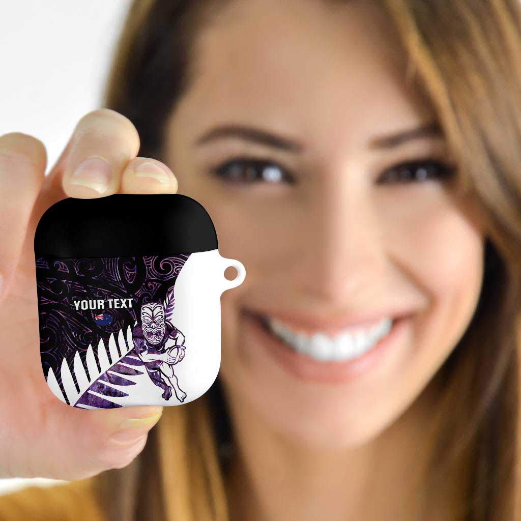 New Zealand Silver Fern Rugby Custom AirPods Case Go All Black Purple Maori Paua Shell - Aussie Hoodie