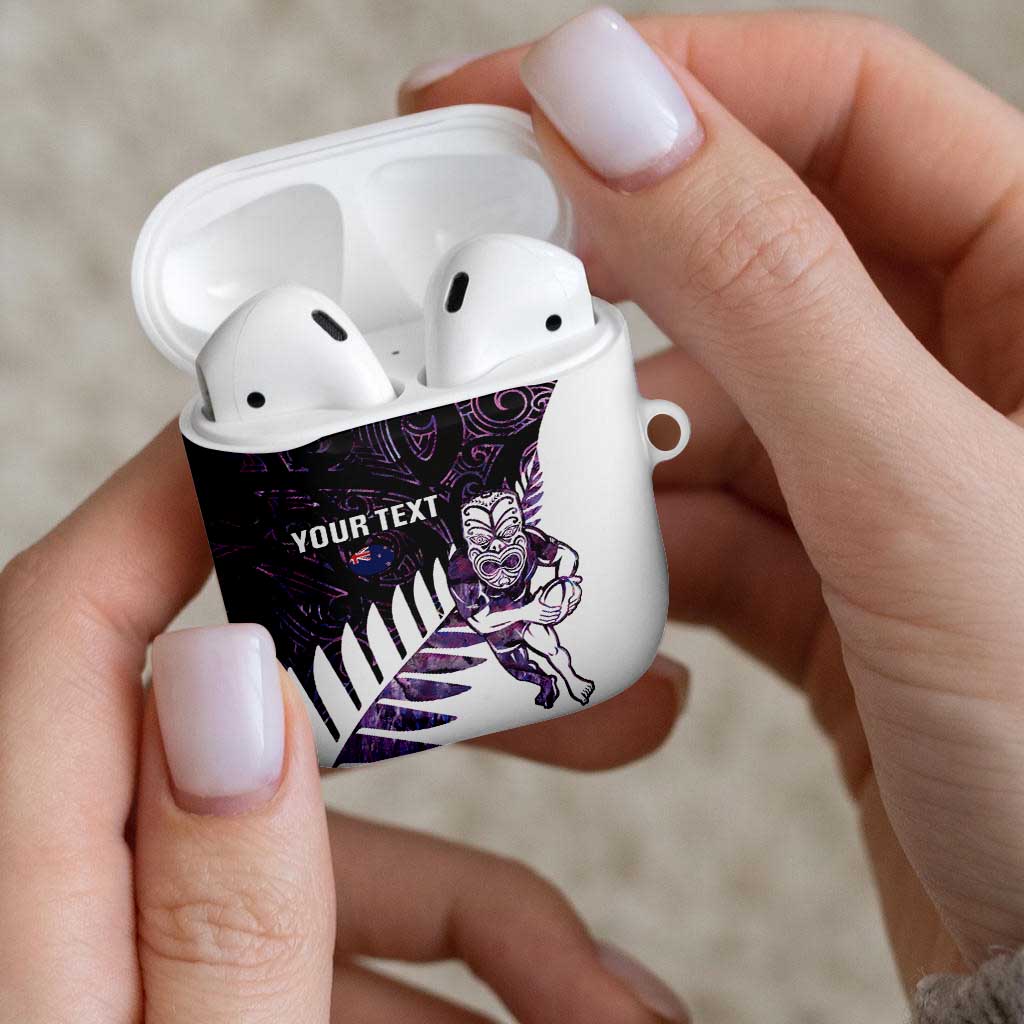 New Zealand Silver Fern Rugby Custom AirPods Case Go All Black Purple Maori Paua Shell - Aussie Hoodie