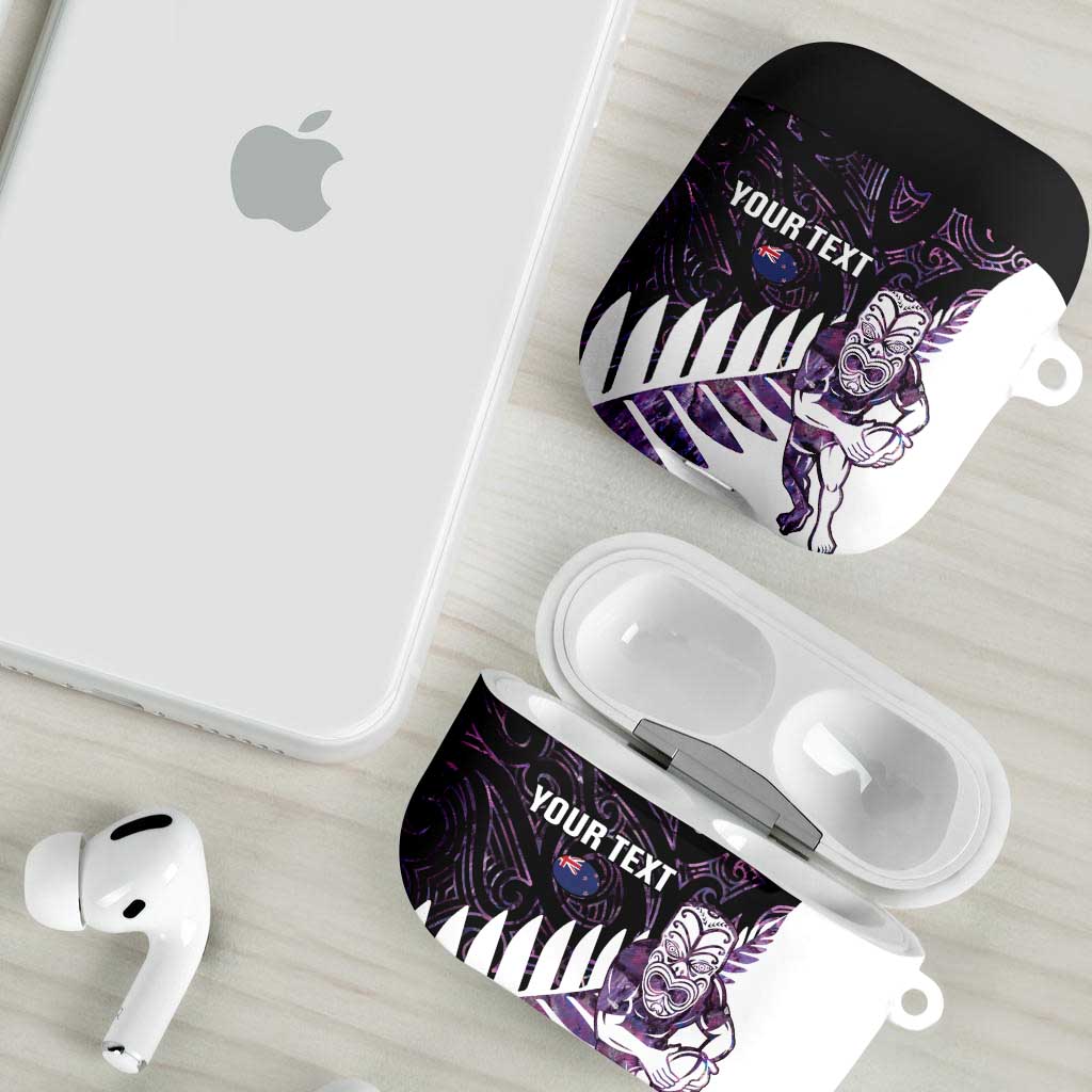 New Zealand Silver Fern Rugby Custom AirPods Case Go All Black Purple Maori Paua Shell - Aussie Hoodie