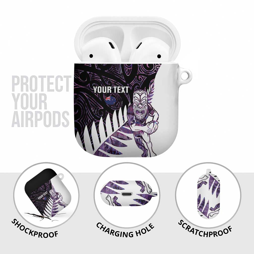 New Zealand Silver Fern Rugby Custom AirPods Case Go All Black Purple Maori Paua Shell - Aussie Hoodie