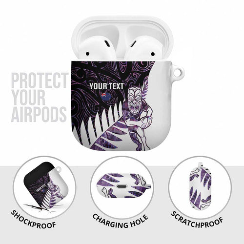 New Zealand Silver Fern Rugby Custom AirPods Case Go All Black Purple Maori Paua Shell - Aussie Hoodie