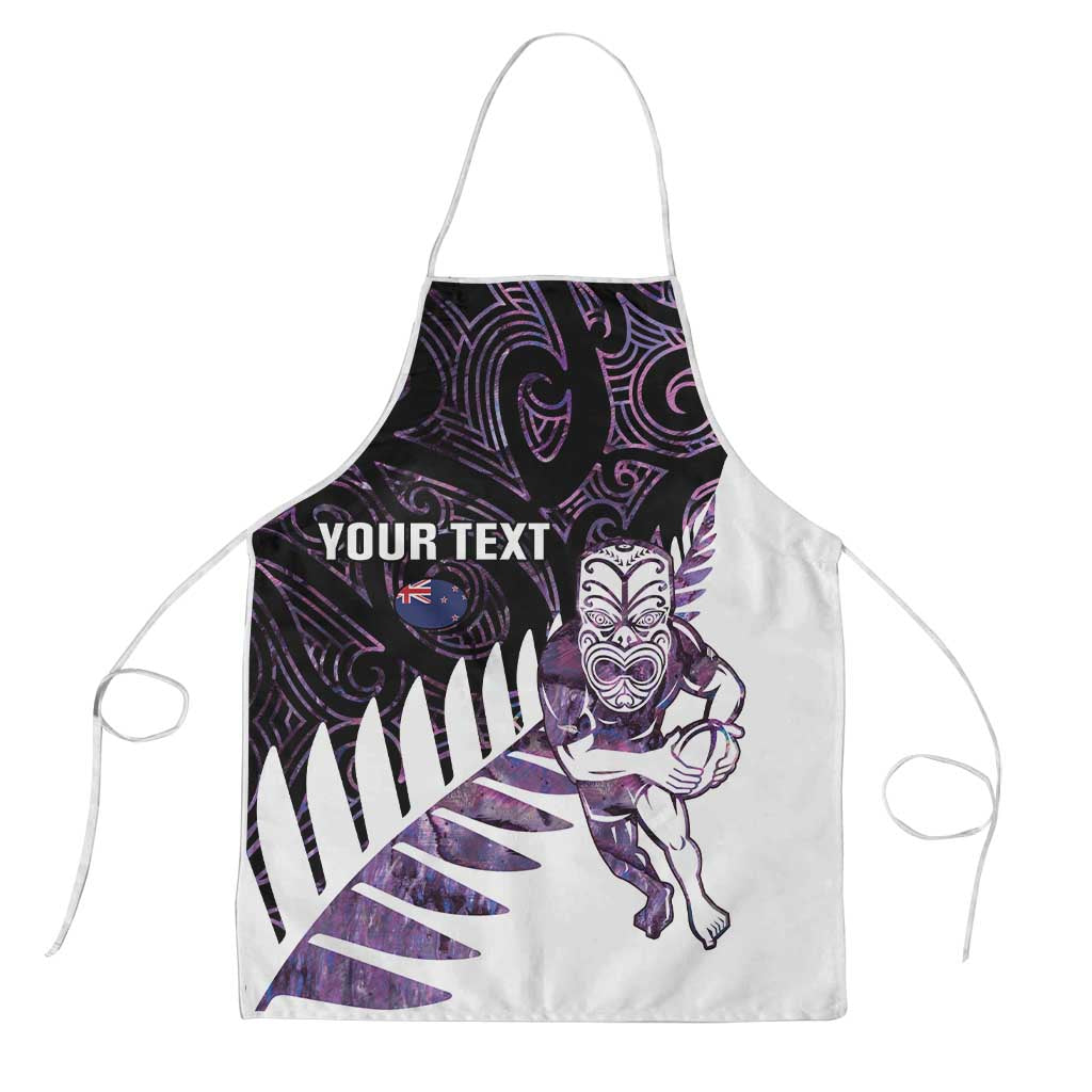 New Zealand Silver Fern Rugby Custom Apron Go All Black Purple Maori Paua Shell - Aussie Hoodie