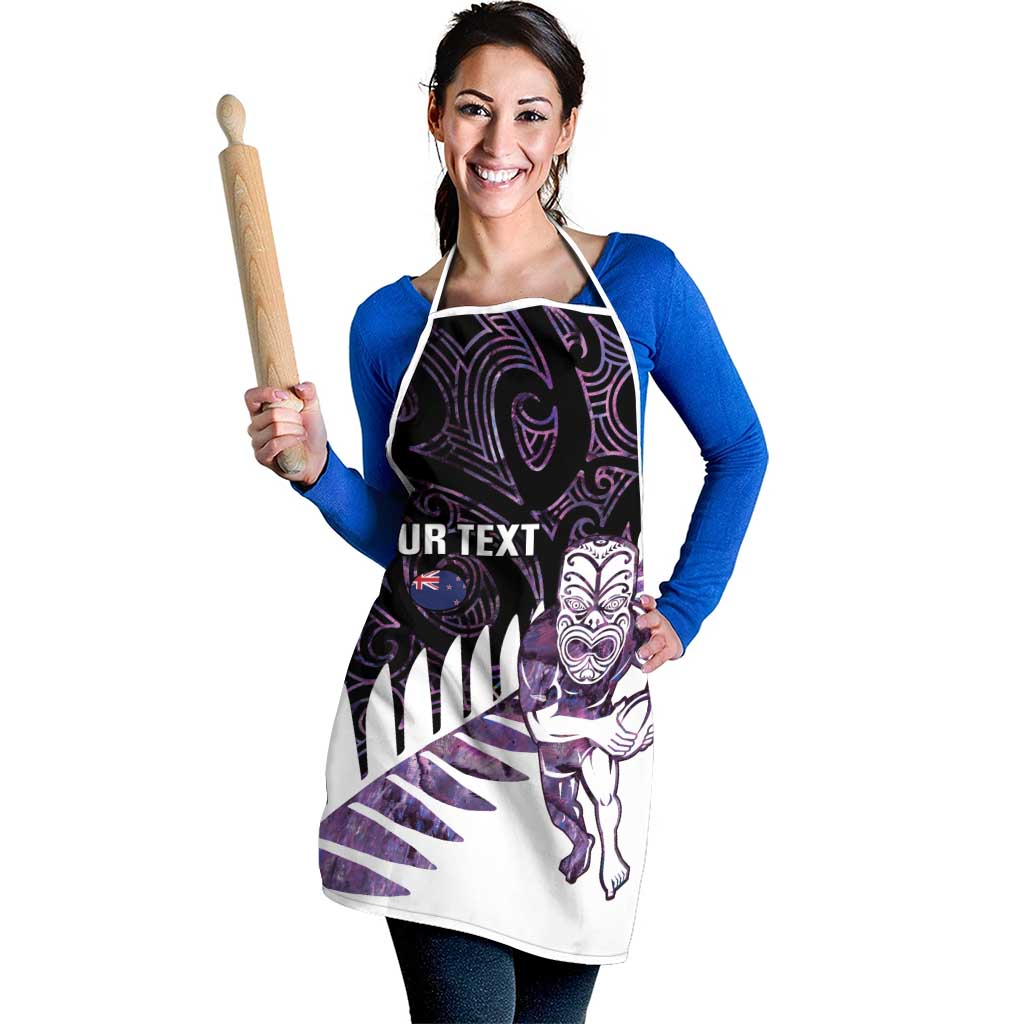 New Zealand Silver Fern Rugby Custom Apron Go All Black Purple Maori Paua Shell - Aussie Hoodie