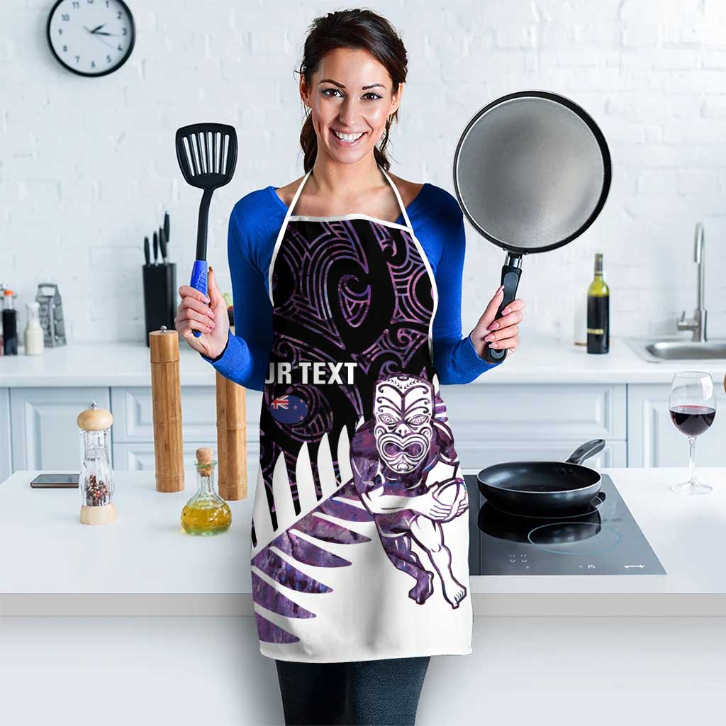 New Zealand Silver Fern Rugby Custom Apron Go All Black Purple Maori Paua Shell - Aussie Hoodie