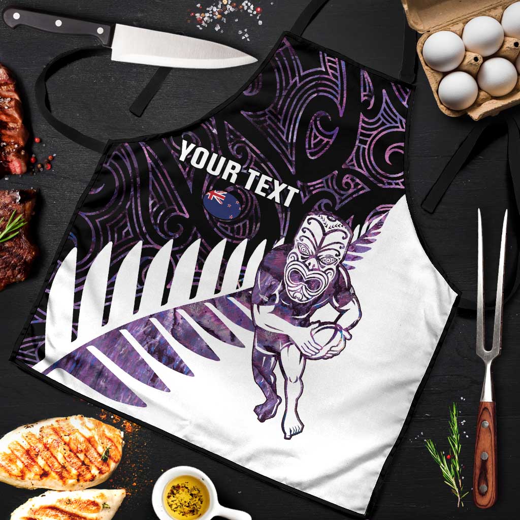 New Zealand Silver Fern Rugby Custom Apron Go All Black Purple Maori Paua Shell - Aussie Hoodie