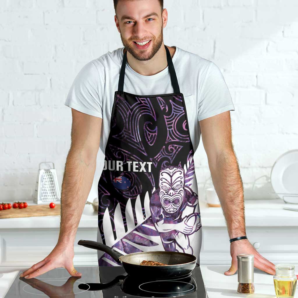 New Zealand Silver Fern Rugby Custom Apron Go All Black Purple Maori Paua Shell - Aussie Hoodie