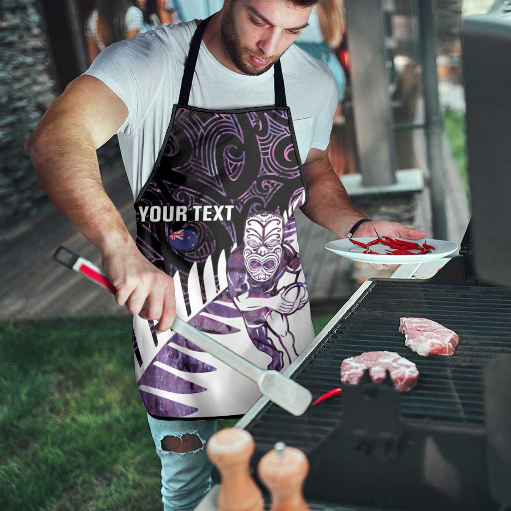 New Zealand Silver Fern Rugby Custom Apron Go All Black Purple Maori Paua Shell - Aussie Hoodie
