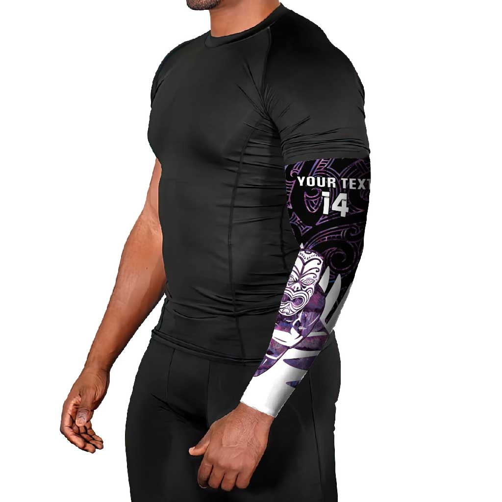 New Zealand Silver Fern Rugby Custom Arm Sleeves Go All Black Purple Maori Paua Shell - Aussie Hoodie