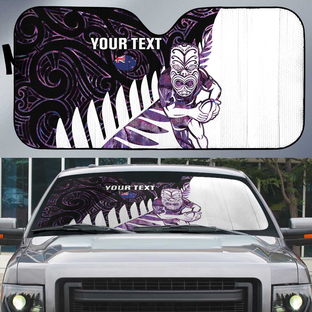 New Zealand Silver Fern Rugby Custom Auto Sun Shade Go All Black Purple Maori Paua Shell - Aussie Hoodie