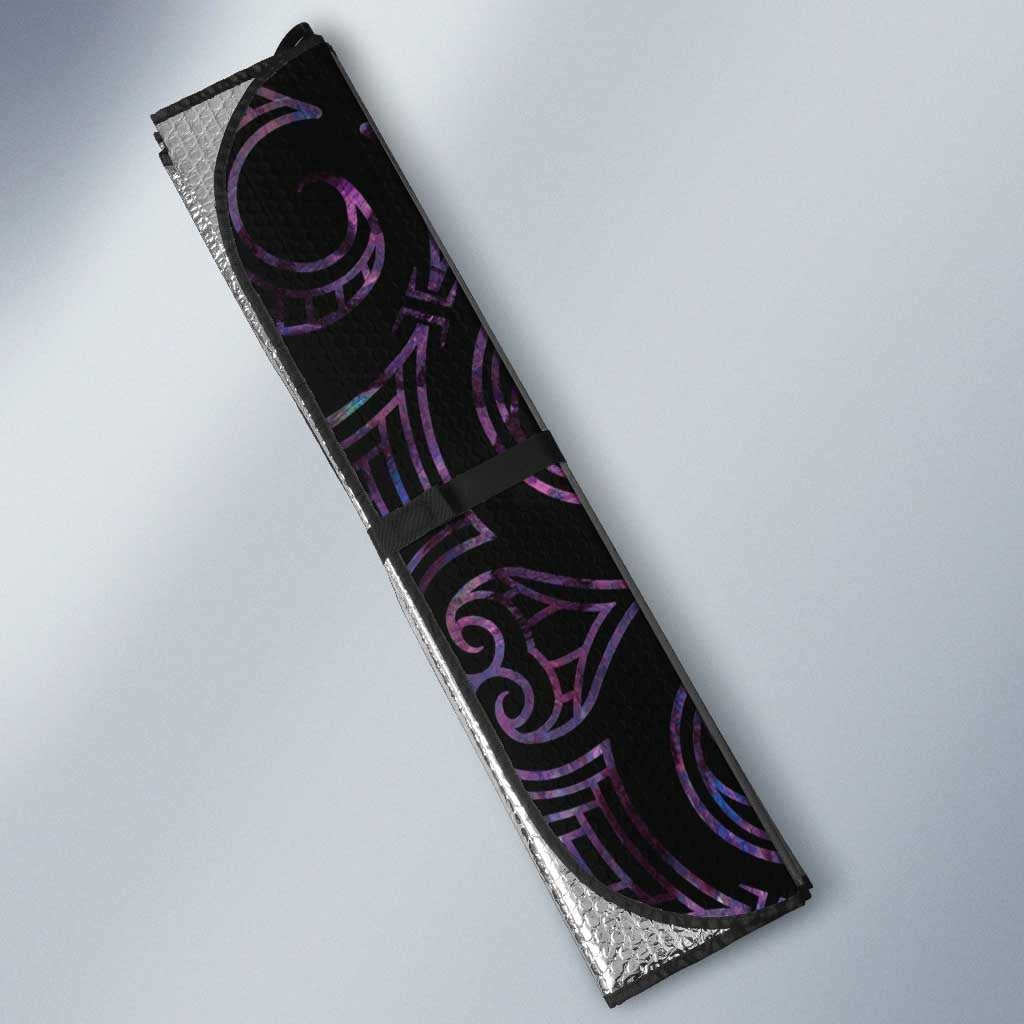 New Zealand Silver Fern Rugby Custom Auto Sun Shade Go All Black Purple Maori Paua Shell - Aussie Hoodie