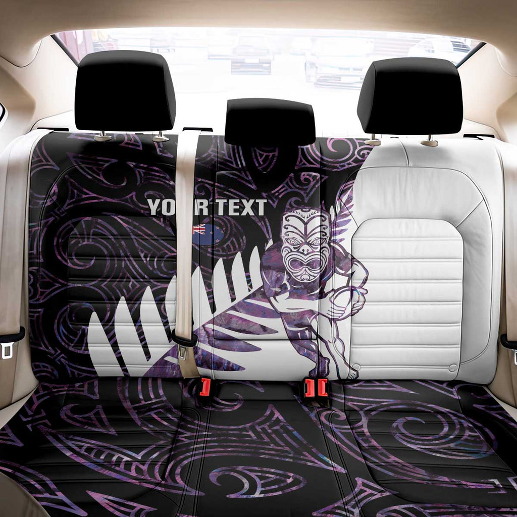 New Zealand Silver Fern Rugby Custom Back Car Seat Cover Go All Black Purple Maori Paua Shell - Aussie Hoodie