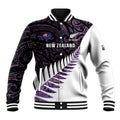 New Zealand Silver Fern Rugby Custom Baseball Jacket Go All Black Purple Maori Paua Shell - Aussie Hoodie