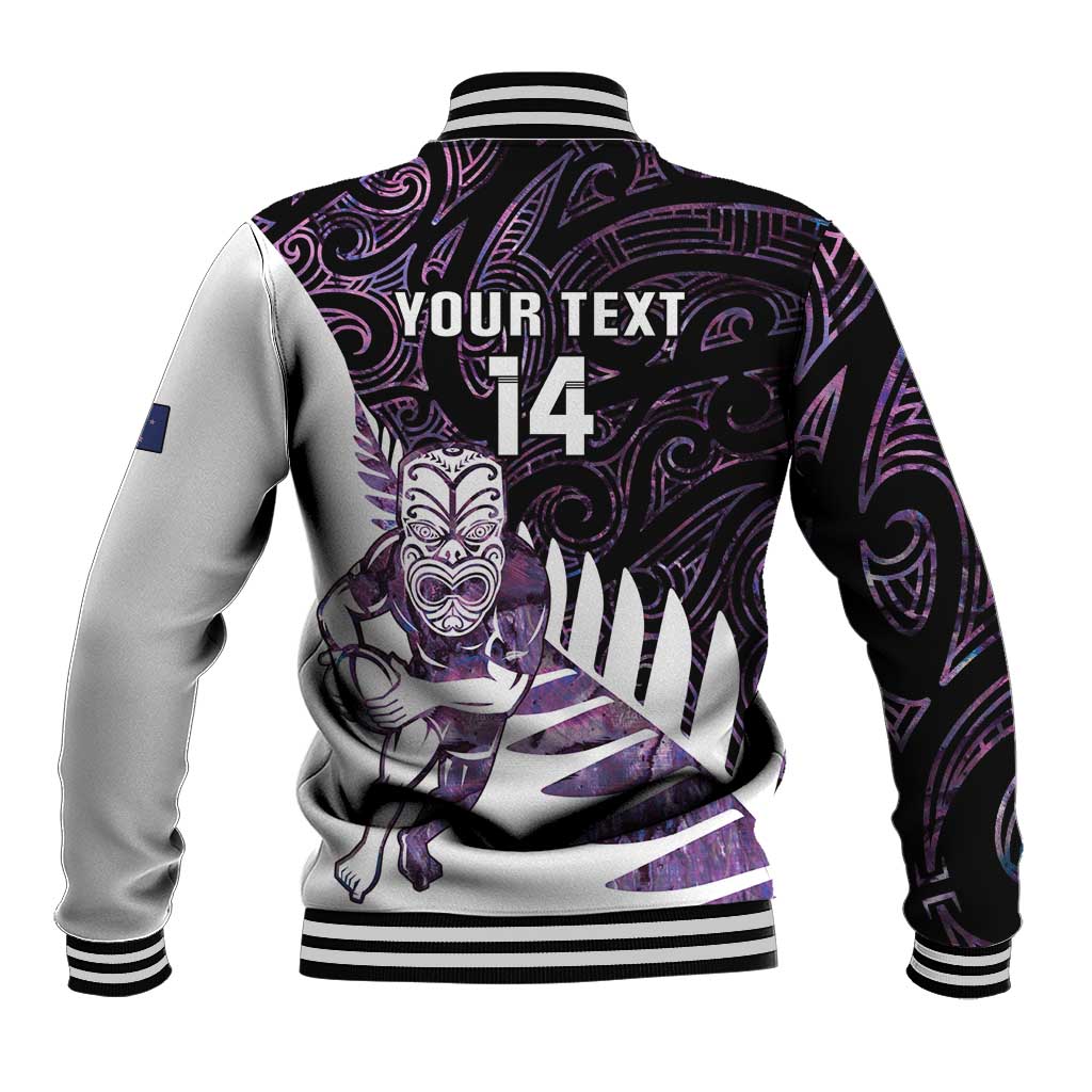 New Zealand Silver Fern Rugby Custom Baseball Jacket Go All Black Purple Maori Paua Shell - Aussie Hoodie