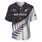 New Zealand Silver Fern Rugby Custom Baseball Jersey Go All Black Purple Maori Paua Shell - Aussie Hoodie