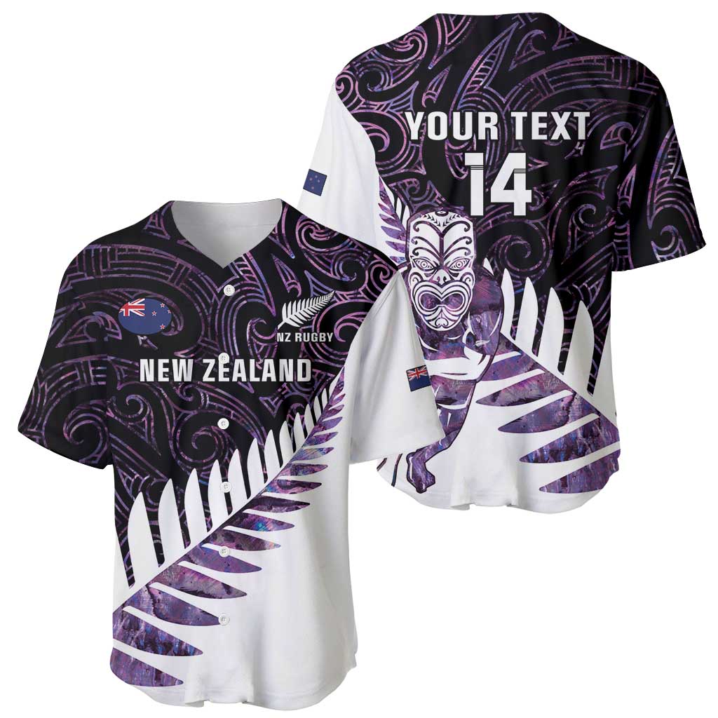 New Zealand Silver Fern Rugby Custom Baseball Jersey Go All Black Purple Maori Paua Shell - Aussie Hoodie