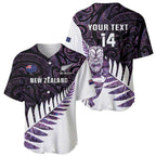 New Zealand Silver Fern Rugby Custom Baseball Jersey Go All Black Purple Maori Paua Shell - Aussie Hoodie