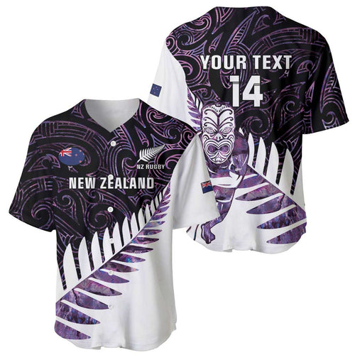New Zealand Silver Fern Rugby Custom Baseball Jersey Go All Black Purple Maori Paua Shell - Aussie Hoodie