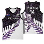 New Zealand Silver Fern Rugby Custom Basketball Jersey Go All Black Purple Maori Paua Shell - Aussie Hoodie