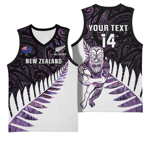 New Zealand Silver Fern Rugby Custom Basketball Jersey Go All Black Purple Maori Paua Shell - Aussie Hoodie