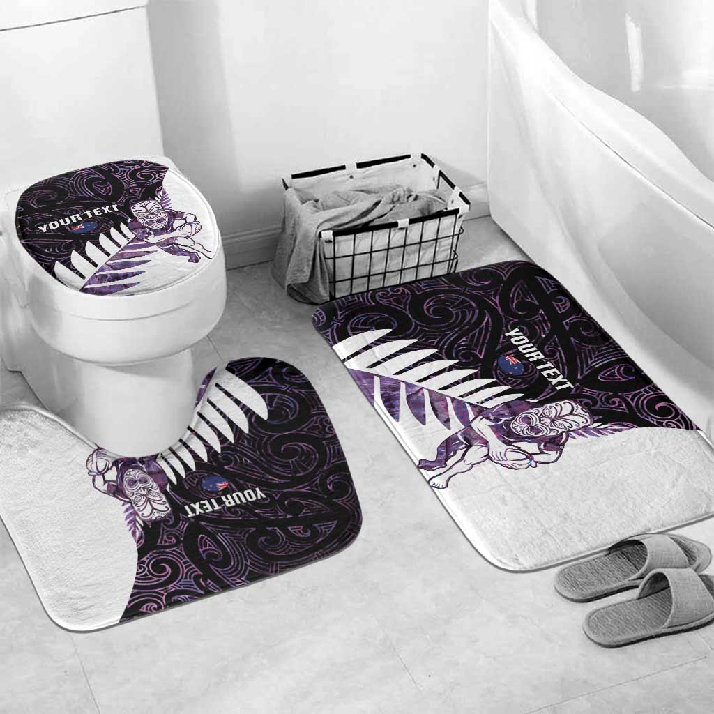 New Zealand Silver Fern Rugby Custom Bathroom Set Go All Black Purple Maori Paua Shell - Aussie Hoodie