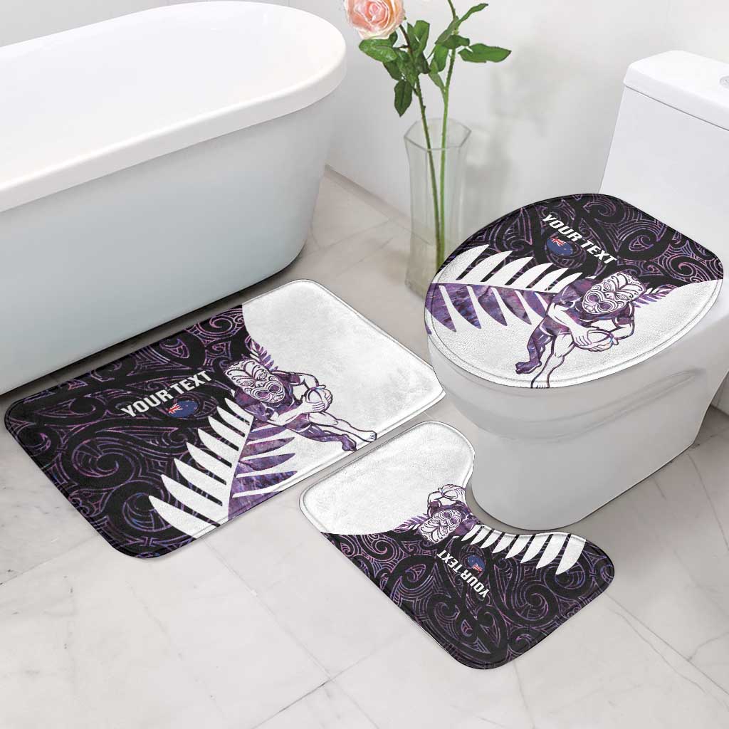 New Zealand Silver Fern Rugby Custom Bathroom Set Go All Black Purple Maori Paua Shell - Aussie Hoodie